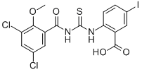 2-[[[(3,5-DICHLORO-2-METHOXYBENZOYL)AMINO]THIOXOMETHYL]AMINO]-5-IODO-BENZOIC ACID CAS#: 535977-94-7