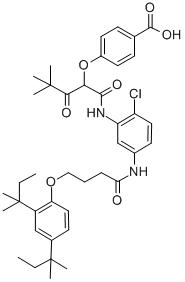 2-[(4-CARBOXY-PHENOXY)-4,4-DIMETHYL-3-OXO-PENTANOIC ACID-[2- CHLOR-5- [4-(2,4-DI-TERT-PENTYL-PHENOXY)-BUTYRAMIDO]]-ANILIDE CAS#: 53918-53-9