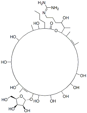 2-[5-[(4E,20E)-35-butyl-19-[(2S,3S,4R,5R)-3,4-dihydroxy-5-(hydroxymethyl)oxolan-2-yl]oxy-10,12,14,16,18,22,26,30,34-nonahydroxy-3,5,21,33-tetramethyl-36-oxo-1-oxacyclohexatriaconta-4,20-dien-2-yl]-4-hydroxy-hexyl]guanidine CAS#: 47917-41-9