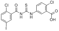 2-CHLORO-5-[[[(2-CHLORO-5-IODOBENZOYL)AMINO]THIOXOMETHYL]AMINO]-BENZOIC ACID CAS#: 435282-11-4