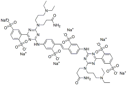2,2'-[1,2-Ethenediylbis[(3-sulfo-4,1-phenylene)imino[6-[(3-amino-3-oxopropyl)[3-(diethylamino)propyl]amino]-1,3,5-triazine-4,2-diyl]]]bis[1,4-benzenedisulfonic acid]hexasodium salt CAS#: 53499-88-0
