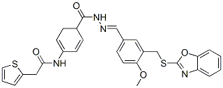 2,4-Cyclohexadiene-1-carboxylicacid,4-[(2-thienylacetyl)amino]-,[[3-[(2-benzoxazolylthio)methyl]-4-methoxyphenyl]methylene]hydrazide(9CI) CAS#: 595603-30-8