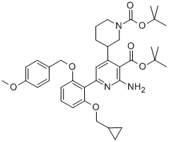 3-Pyridinecarboxylic acid, 2-amino-6-[2-(cyclopropylmethoxy)-6-[(4-methoxyphenyl)methoxy]phenyl]-4-[1-[(1,1-dimethylethoxy)carbonyl]-3-piperidinyl]-, 1,1-dimethylethyl ester CAS#: 405239-75-0