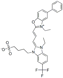 3-ethyl-2-[3-[1-ethyl-1,3-dihydro-3-(4-sulphonatobutyl)-5-(trifluoromethyl)-2H-benzimidazol-2-ylidene]prop-1-enyl]-5-phenylbenzoxazolium CAS#: 55811-27-3