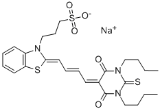 3(2H)-BENZOTHIAZOLEPROPANESULFONIC ACID, 2-[4-(1,3-DIBUTYLTETRAHYDRO-4,6-DIOXO-2-THIOXO-5(2H)-PYRIMIDINYLIDENE)-2-BUTENYLIDENE]-, SODIUM SALT (1:1) CAS#: 54444-09-6
