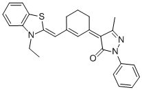 3H-PYRAZOL-3-ONE, 4-[3-[(3-ETHYL-2(3H)-BENZOTHIAZOLYLIDENE)METHYL]-2-CYCLOHEXEN-1-YLIDENE]-2,4-DIHYDRO-5-METHYL-2-PHENYL- CAS#: 54118-05-7