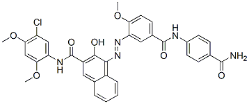 4-[[5-[[[4-(aminocarbonyl)phenyl]amino]carbonyl]-2-methoxyphenyl]azo]-N-(5-chloro-2,4-dimethoxyphenyl)-3-hydroxynaphthalene-2-carboxamide CAS#: 59487-23-9