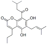 4-Propyl-5,7-dihydroxy-6-(3-methyl-2-butenyl)-8-(3-methylbutyryl)-2H-1-benzopyran-2-one CAS#: 521-38-0
