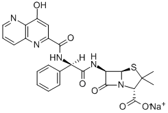 4-Thia-1-azabicyclo[3.2.0]heptane-2-carboxylic acid, 6-[[[[(4-hydroxy-1,5-naphthyridin-3-yl)carbonyl]amino]phenylacetyl]amino]-3,3-dimethyl-7-oxo-, monosodium salt, [2S-[2alpha,5alpha,6beta(S*)]]- CAS#: 58795-03-2