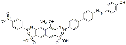 4-amino-5-hydroxy-6-[[4'-[(4-hydroxyphenyl)azo]-3,3'-dimethyl[1,1'-biphenyl]-4-yl]azo]-3-[(4-nitrophenyl)azo]naphthalene-2,7-disulphonic acid CAS#: 56148-97-1