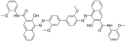 4,4'-[(3,3'-dimethoxy[1,1'-biphenyl]-4,4'-diyl)bis(azo)]bis[3-hydroxy-N-(2-methoxyphenyl)naphthalene-2-carboxamide] CAS#: 5437-88-7