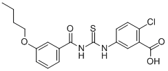 5-[[[(3-BUTOXYBENZOYL)AMINO]THIOXOMETHYL]AMINO]-2-CHLORO-BENZOIC ACID CAS#: 434286-98-3