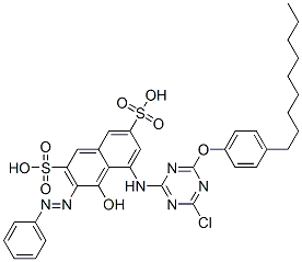 5-[[4-chloro-6-(4-nonylphenoxy)-1,3,5-triazin-2-yl]amino]-4-hydroxy-3-(phenylazo)naphthalene-2,7-disulphonic acid CAS#: 53460-02-9