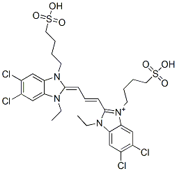 5,6-dichloro-2-[3-[5,6-dichloro-1-ethyl-1,3-dihydro-3-(4-sulphobutyl)-2H-benzimidazol-2-ylidene]-1-propenyl]-1-ethyl-3-(4-sulphobutyl)-1H-benzimidazolium CAS#: 53332-87-9