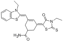 (5E)-5-(3-ETHYL-4-OXO-2-THIOXO-1,3-THIAZOLIDIN-5-YLIDENE)-3-[(Z)-(3-ETHYL-1,3-BENZOTHIAZOL-2(3H)-YLIDENE)METHYL]CYCLOHEX-3-ENE-1-CARBOXAMIDE CAS#: 54118-08-0