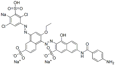 6'-[(4-Aminobenzoyl)amino]-2-ethoxy-4-[(2,5-dichloro-4-sodiosulfophenyl)azo]-1'-hydroxy-[1,2'-azobisnaphthalene]-3',6-disulfonic acid disodium salt CAS#: 5893-32-3