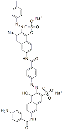 7-[(4-Aminobenzoyl)amino]-4-hydroxy-3-[[4-[[5-hydroxy-6-[(4-methylphenyl)azo]-7-sodiosulfo-2-naphthalenyl]aminocarbonyl]phenyl]azo]naphthalene-2-sulfonic acid sodium salt CAS#: 5938-87-4