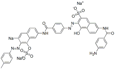 7-[(4-Aminobenzoyl)amino]-4-hydroxy-3-[[4-[[8-hydroxy-7-[(4-methylphenyl)azo]-6-sodiosulfo-2-naphthalenyl]aminocarbonyl]phenyl]azo]naphthalene-2-sulfonic acid sodium salt CAS#: 5873-32-5