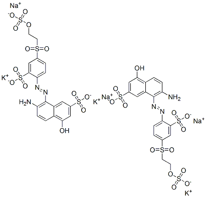7-Amino-4-hydroxy-8-[[2-sulfo-4-[[2-(sulfooxy)ethyl]sulfonyl]phenyl]azo]-2-naphthalenesulfonic acid, potassium sodium salt coupled with diazotized 2-[(4-amino-5-methoxy-2-methylphenyl)sulfonyl]ethyl hydrogen sulfate CAS#: 577954-20-2