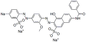 7-Benzoylamino-4-hydroxy-3-[[2-methoxy-4-[(4-sodiosulfophenyl)azo]phenyl]azo]naphthalene-2-sulfonic acid sodium salt CAS#: 5873-27-8