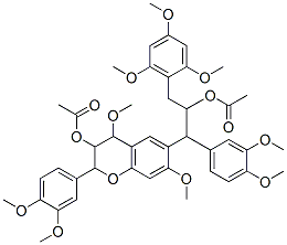 Acetic acid 4,7-dimethoxy-2-(3,4-dimethoxyphenyl)-6-[2-(acetyloxy)-2-(2,4,6-trimethoxybenzyl)-1-(3,4-dimethoxyphenyl)ethyl]chroman-3-yl ester CAS#: 56890-00-7