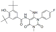 Benzamide,  3,5-bis(1,1-dimethylethyl)-N-[1-(4-fluorophenyl)-1,2,3,4-tetrahydro-3-methyl-6-(methylamino)-2,4-dioxo-5-pyrimidinyl]-4-hydroxy- CAS#: 595558-86-4