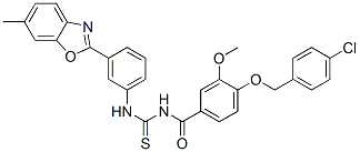 Benzamide, 4-[(4-chlorophenyl)methoxy]-3-methoxy-N-[[[3-(6-methyl-2-benzoxazolyl)phenyl]amino]thioxomethyl]- (9CI) CAS#: 593238-58-5