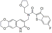 Benzo[b]thiophene-2-carboxamide, 3-chloro-6-fluoro-N-[(tetrahydro-2-furanyl)methyl]-N-[(2,3,6,7-tetrahydro-7-oxo-1,4-dioxino[2,3-g]quinolin-8-yl)methyl]- (9CI) CAS#: 579518-30-2
