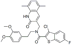 Benzo[b]thiophene-2-carboxamide, 3-chloro-N-[(1,2-dihydro-5,8-dimethyl-2-oxo-3-quinolinyl)methyl]-N-[2-(3,4-dimethoxyphenyl)ethyl]-6-fluoro- (9CI) CAS#: 579455-41-7
