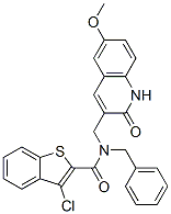Benzo[b]thiophene-2-carboxamide, 3-chloro-N-[(1,2-dihydro-6-methoxy-2-oxo-3-quinolinyl)methyl]-N-(phenylmethyl)- (9CI) CAS#: 579457-66-2