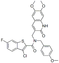 Benzo[b]thiophene-2-carboxamide, 3-chloro-N-[(1,2-dihydro-6,7-dimethoxy-2-oxo-3-quinolinyl)methyl]-6-fluoro-N-[(4-methoxyphenyl)methyl]- (9CI) CAS#: 579516-56-6