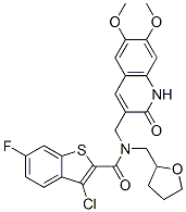 Benzo[b]thiophene-2-carboxamide, 3-chloro-N-[(1,2-dihydro-6,7-dimethoxy-2-oxo-3-quinolinyl)methyl]-6-fluoro-N-[(tetrahydro-2-furanyl)methyl]- (9CI) CAS#: 579459-58-8