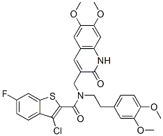 Benzo[b]thiophene-2-carboxamide, 3-chloro-N-[(1,2-dihydro-6,7-dimethoxy-2-oxo-3-quinolinyl)methyl]-N-[2-(3,4-dimethoxyphenyl)ethyl]-6-fluoro- (9CI) CAS#: 579516-68-0