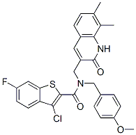 Benzo[b]thiophene-2-carboxamide, 3-chloro-N-[(1,2-dihydro-7,8-dimethyl-2-oxo-3-quinolinyl)methyl]-6-fluoro-N-[(4-methoxyphenyl)methyl]- (9CI) CAS#: 579451-53-9