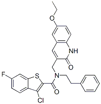 Benzo[b]thiophene-2-carboxamide, 3-chloro-N-[(6-ethoxy-1,2-dihydro-2-oxo-3-quinolinyl)methyl]-6-fluoro-N-(2-phenylethyl)- (9CI) CAS#: 579459-26-0