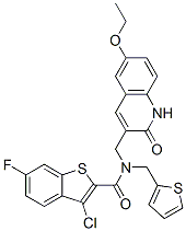 Benzo[b]thiophene-2-carboxamide, 3-chloro-N-[(6-ethoxy-1,2-dihydro-2-oxo-3-quinolinyl)methyl]-6-fluoro-N-(2-thienylmethyl)- (9CI) CAS#: 579458-79-0