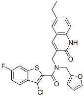 Benzo[b]thiophene-2-carboxamide, 3-chloro-N-[(6-ethyl-1,2-dihydro-2-oxo-3-quinolinyl)methyl]-6-fluoro-N-(2-furanylmethyl)- (9CI) CAS#: 579450-33-2