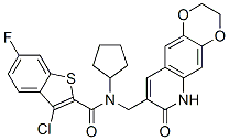 Benzo[b]thiophene-2-carboxamide, 3-chloro-N-cyclopentyl-6-fluoro-N-[(2,3,6,7-tetrahydro-7-oxo-1,4-dioxino[2,3-g]quinolin-8-yl)methyl]- (9CI) CAS#: 579518-08-4