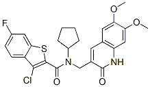 Benzo[b]thiophene-2-carboxamide, 3-chloro-N-cyclopentyl-N-[(1,2-dihydro-6,7-dimethoxy-2-oxo-3-quinolinyl)methyl]-6-fluoro- (9CI) CAS#: 579459-50-0