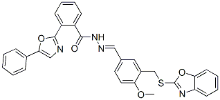 Benzoic acid, 2-(5-phenyl-2-oxazolyl)-, [[3-[(2-benzoxazolylthio)methyl]-4-methoxyphenyl]methylene]hydrazide (9CI) CAS#: 596799-21-2