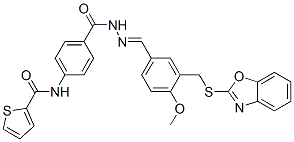 Benzoic acid, 4-[(2-thienylcarbonyl)amino]-, [[3-[(2-benzoxazolylthio)methyl]-4-methoxyphenyl]methylene]hydrazide (9CI) CAS#: 599169-04-7