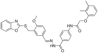 Benzoic acid, 4-[[(2,3-dimethylphenoxy)acetyl]amino]-, [[3-[(2-benzoxazolylthio)methyl]-4-methoxyphenyl]methylene]hydrazide (9CI) CAS#: 595599-01-2