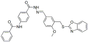 Benzoic acid, 4-(benzoylamino)-, [[3-[(2-benzoxazolylthio)methyl]-4-methoxyphenyl]methylene]hydrazide (9CI) CAS#: 596088-42-5