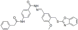 Benzoic acid, 4-[(phenylacetyl)amino]-, [[3-[(2-benzoxazolylthio)methyl]-4-methoxyphenyl]methylene]hydrazide (9CI) CAS#: 597537-62-7