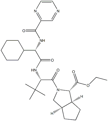 Cyclopenta[c]pyrrole-1-carboxylic acid, (2S)-2-cyclohexyl-N-(pyrazinylcarbonyl)glycyl-3-Methyl-L-valyloctahydro-, ethyl ester, (1S,3aR,6aS)- CAS#: 402958-97-8