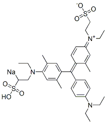 N-Ethyl-N-[4-[[4-[N-ethyl-N-(2-sodiosulfoethyl)amino]-2,5-dimethylphenyl][4-(diethylamino)phenyl]methylene]-3-methyl-2,5-cyclohexadien-1-ylidene]-2-sulfonatoethanaminium CAS#: 5844-07-5