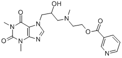 Nicotinic acid 2-[[2-hydroxy-3-(3,6-dihydro-1,3-dimethyl-2,6-dioxo-1H-purin-7(2H)-yl)propyl]methylamino]ethyl ester CAS#: 51920-73-1