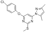 PYRIMIDINE, 4-(4-CHLOROPHENOXY)-6-(3,5-DIMETHYL-1H-PYRAZOL-1-YL)-2-(METHYLTHIO)- CAS#: 495401-90-6