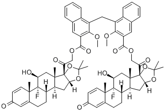 Pregna-1,4-diene-3,20-dione, 21,21'-[methylenebis[(2-methoxy-1,3-naphthalenediyl)carbonyloxy]]bis[9-fluoro-11-hydroxy-16,17-[(1-methylethylidene)bis(oxy)]-, (11beta,16alpha)-(11'beta,16'alpha)- CAS#: 55461-42-2