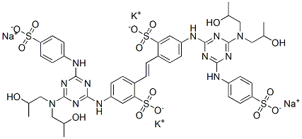 dipotassium disodium 4,4'-bis[[4-[bis(2-hydroxypropyl)amino]-6-[(4-sulphonatophenyl)amino]-1,3,5-triazin-2-yl]amino]stilbene-2,2'-disulphonate CAS#: 49831-05-2